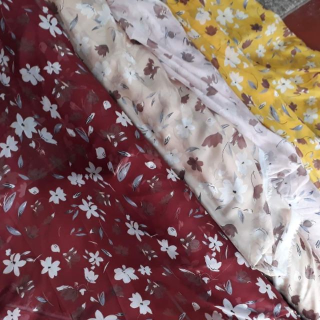 Combo vải tơ hoa 4 màu