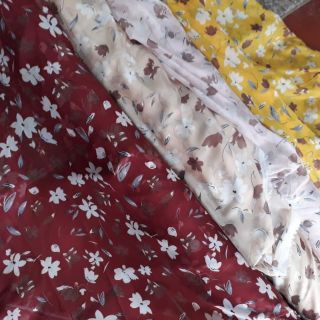 Combo vải tơ hoa 4 màu