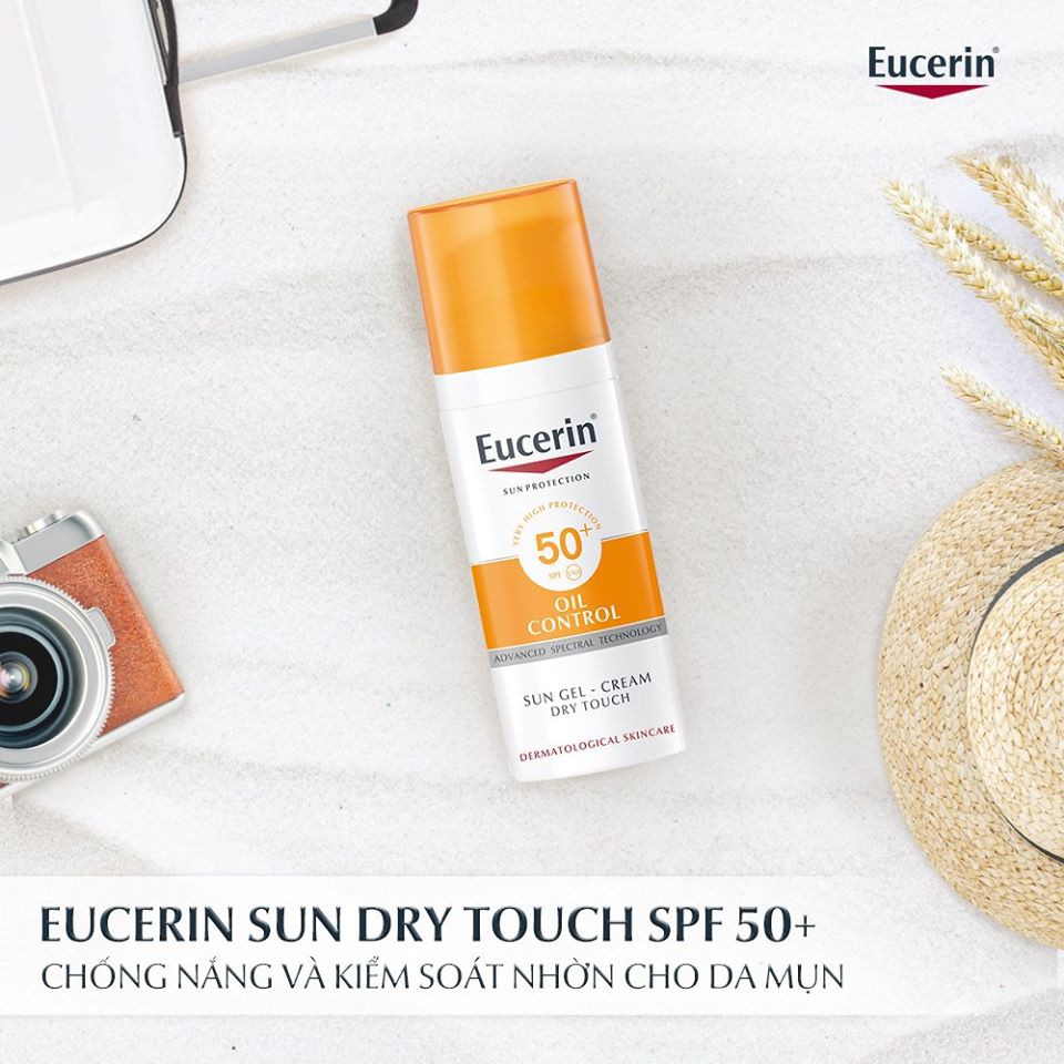 Chống nắng da dầu Eucerin oil control dry touch sun gel cream SPF50+ 50ml TẶNG mặt nạ Sexylook (Nhập khẩu)