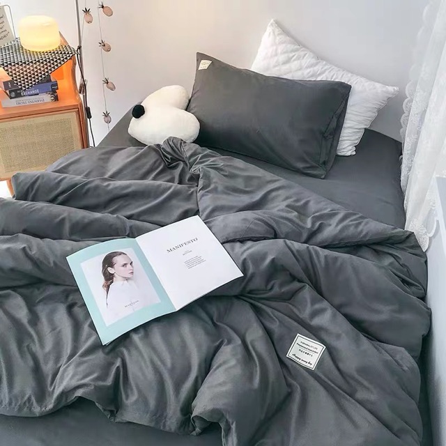 Set Chăn Ga Xám Đen Cotton TC Sang Chảnh Hàng Chuẩn Xuất Nhật (Shinbedding.shop)