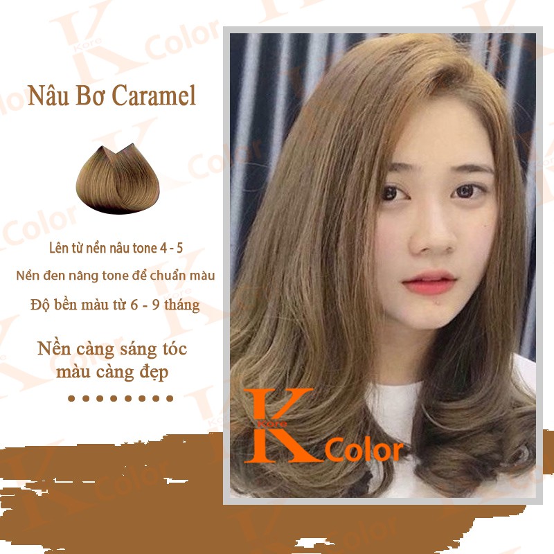 Thuốc nhuộm tóc Nâu Bơ Nâu Caramel không tẩy sử dụng tại nhà nhiều thảo dược giá rẻ Kcolor