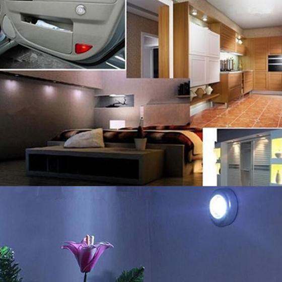 Đèn led mini 3 bóng không dây cảm ứng chạm tiện lợi cho tủ bếp/tủ quần áo