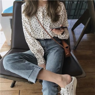 [order] sơ mi chấm bi ulzzang