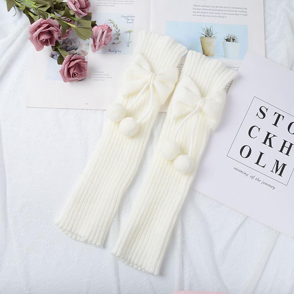 Vỏ Len Dệt Kim Giữ Ấm Chân Màu Trơn Đính Nơ Màu Sắc Ngọt Ngào Thoải Mái Cho Nữ