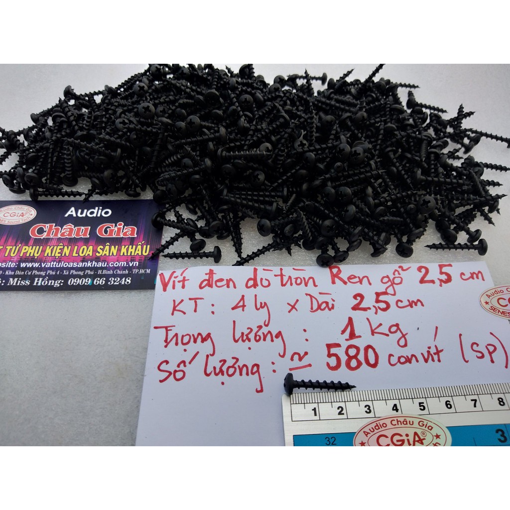 Vít dù đen 2.5cm 1kg Audio Châu Gia