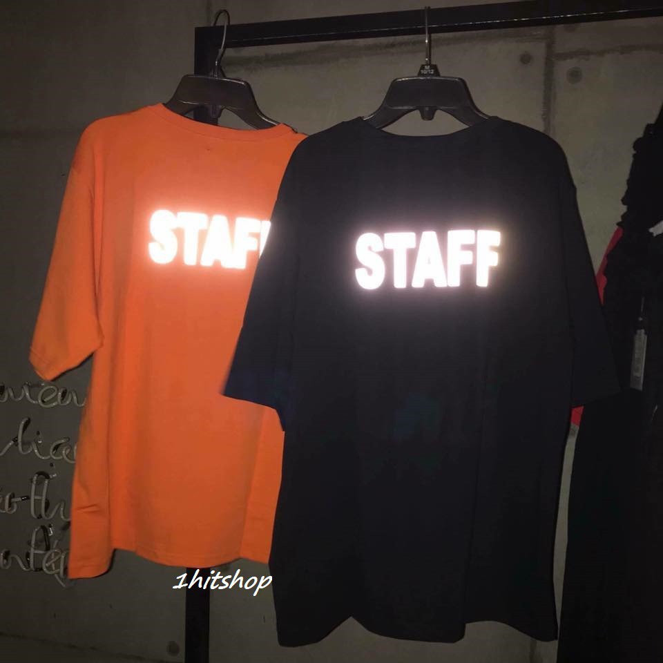 Áo Thun STAFF Cam PHẢN QUANG Unisex (Chụp FLASH mới phản quang) 1hitshop