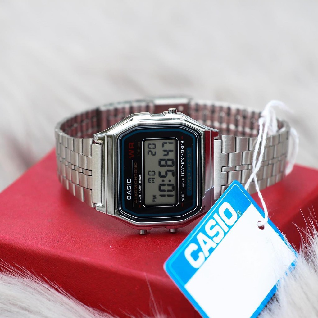 Đồng hồ unisex Casio Standard thể thao, điện tử giá rẻ - Dây bằng thép không gỉ, chống nước 3ATM (A159WA-N1DF)