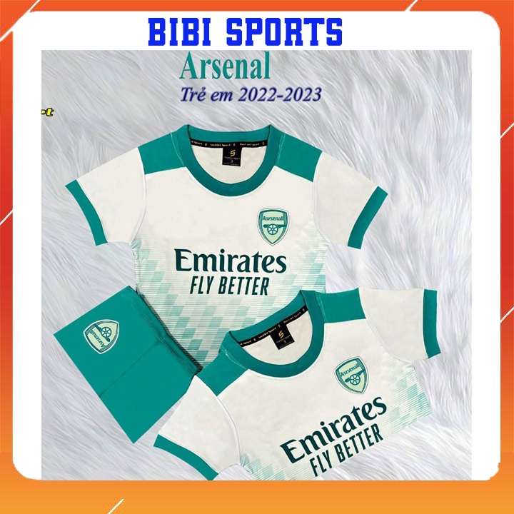 Áo đá bóng đẹp trẻ em in tên bộ quần áo đá banh trẻ em Arsenal BIBI SPORT đồ thể thao cho bé thun lạnh dễ thương