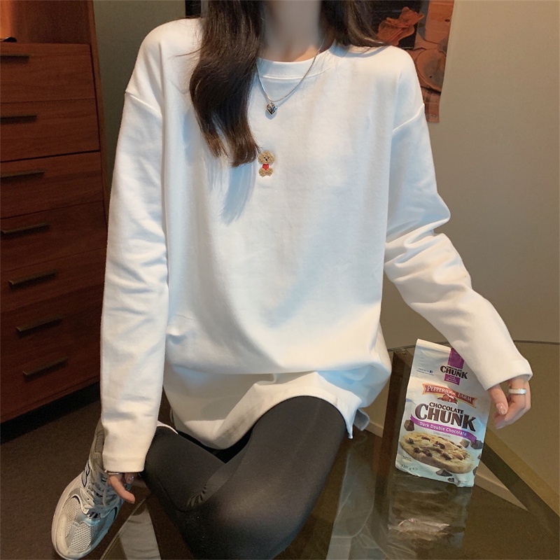 Áo thun tay dài cổ tròn họa tiết độc đáo dễ phối đồ hợp thời trang