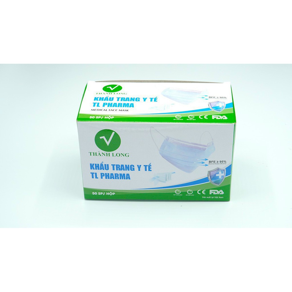 KHẨU TRANG Y TẾ KHÁNG KHUẨN 4 LỚP THÀNH LONG PHARMA - HỘP 50C FREE SHIP