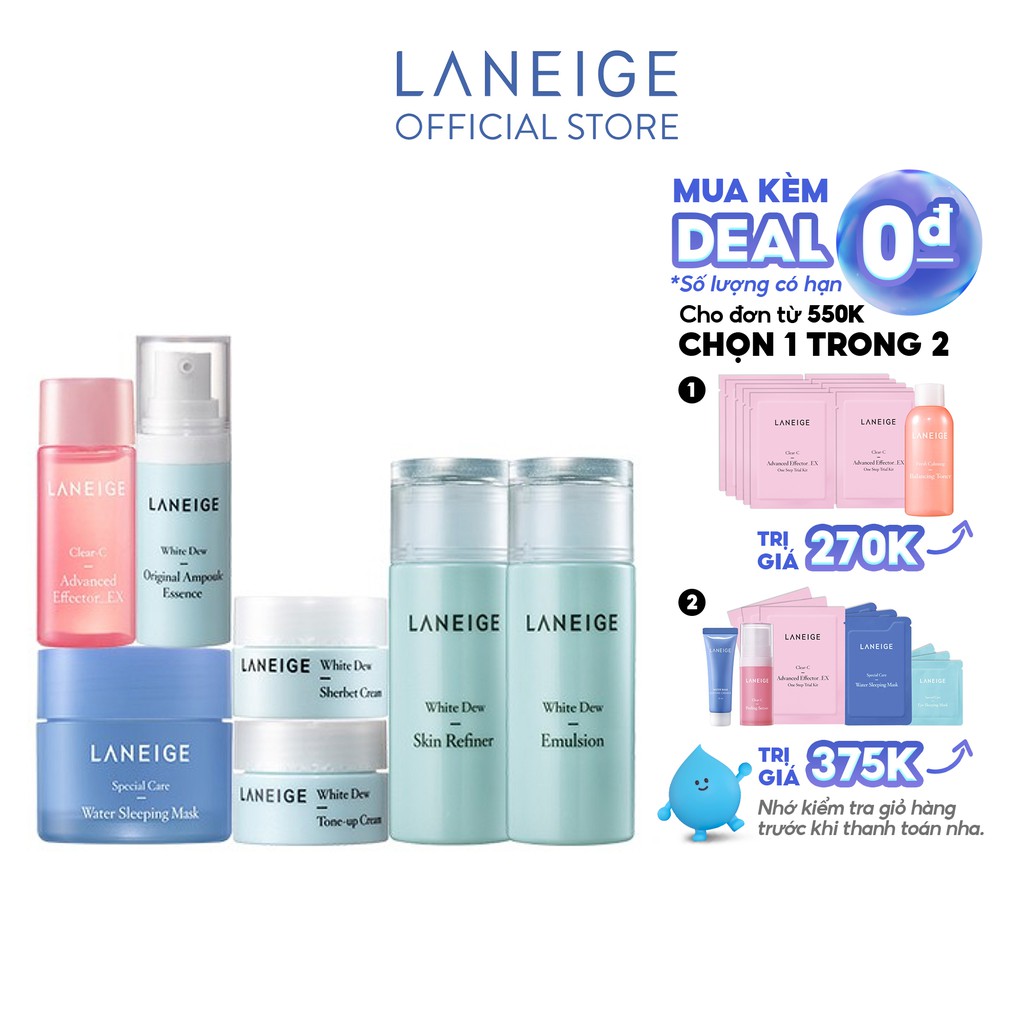 Bộ sản phẩm làm trắng sáng da và dưỡng ẩm Laneige White Dew | BigBuy360 - bigbuy360.vn