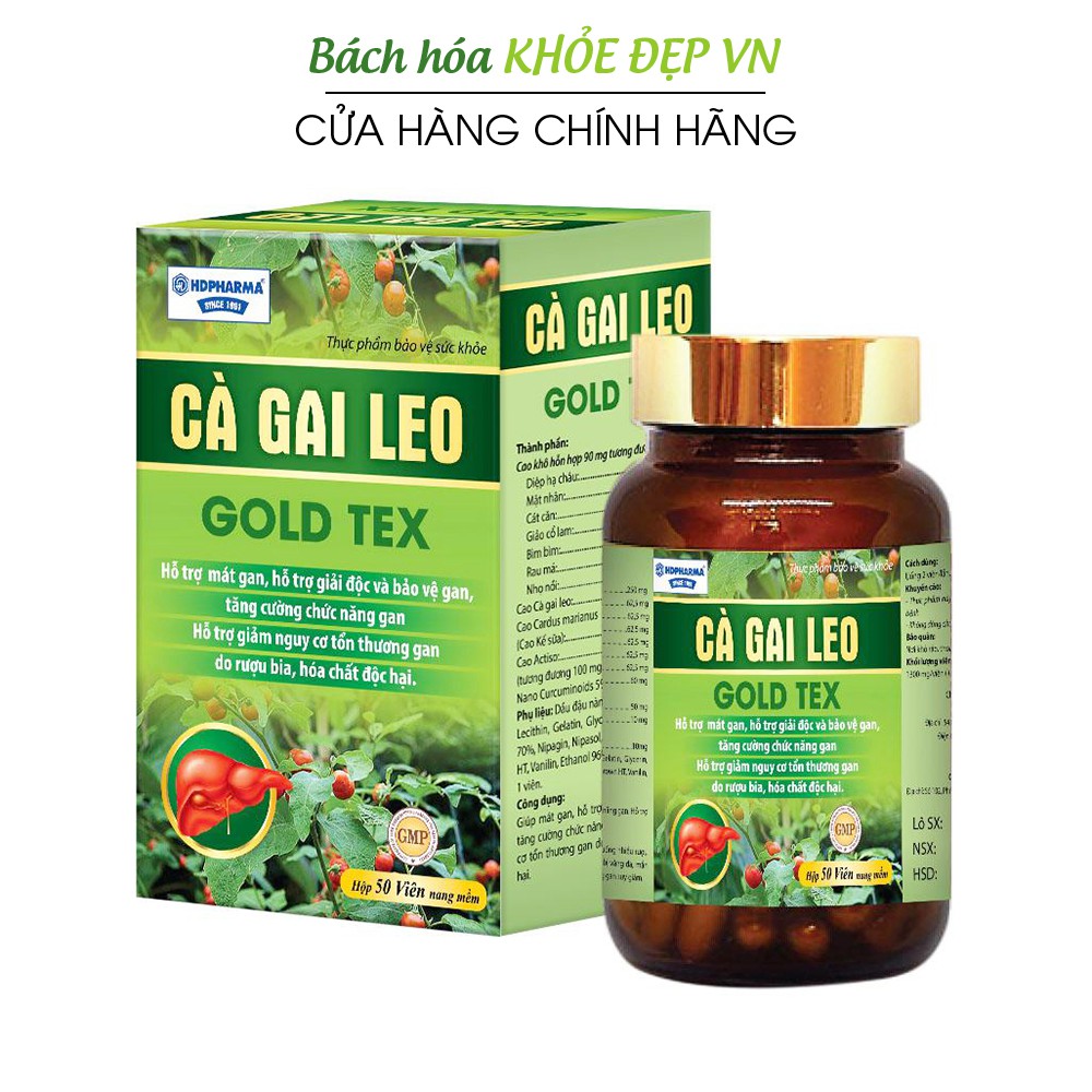 Viên uống bổ gan Cà Gai Leo Gold Tex mát gan, giải độc gan - Hộp 50 viên