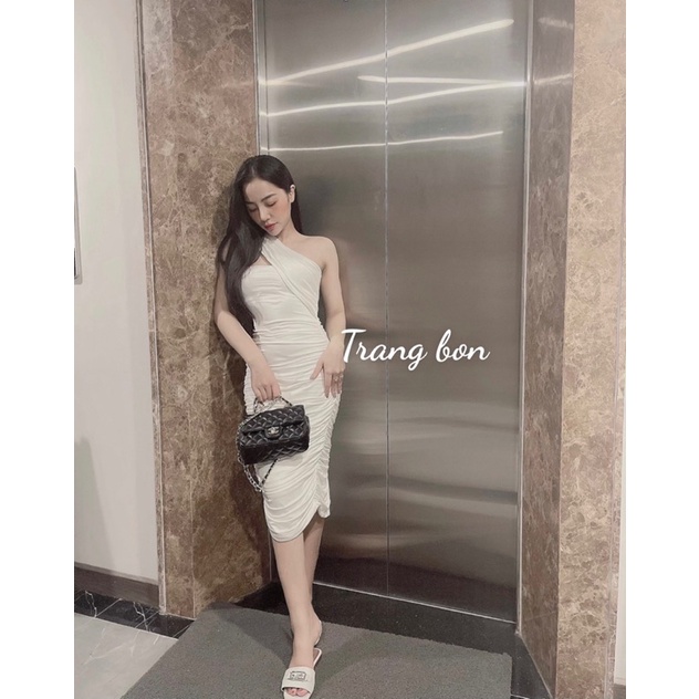 đầm body nhúng chéo vạt cổ