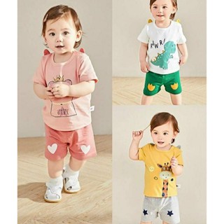 Bộ cộc tay bé trai bé gái thun lạnh K.woo/bộ tay ngắn cho bé