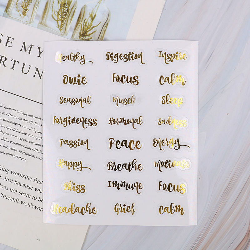 {steedsuhhno}DIY Paper Gold Letter Pain Wellness Label Sticker Essential Oil Bottle Tags