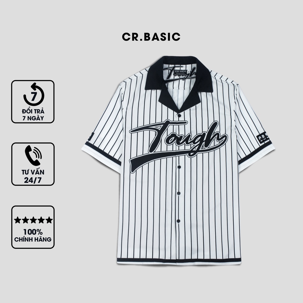 Áo sơ mi tay ngắn nam nữ CR.BASIC form rộng sơ mi họa tiết ngắn tay unisex cộc tay USM647
