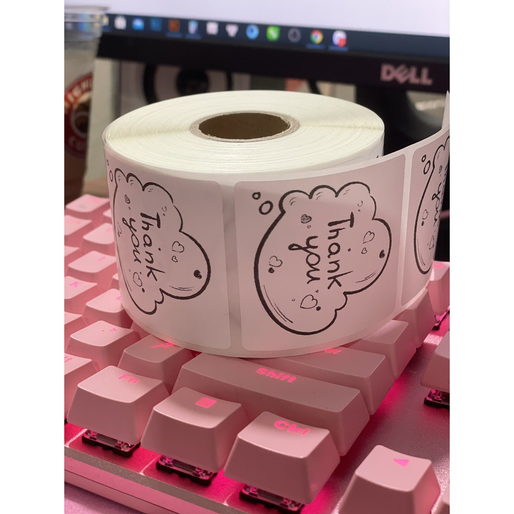 Set 100 Tem Thank You In Nhiệt 5 x 5cm