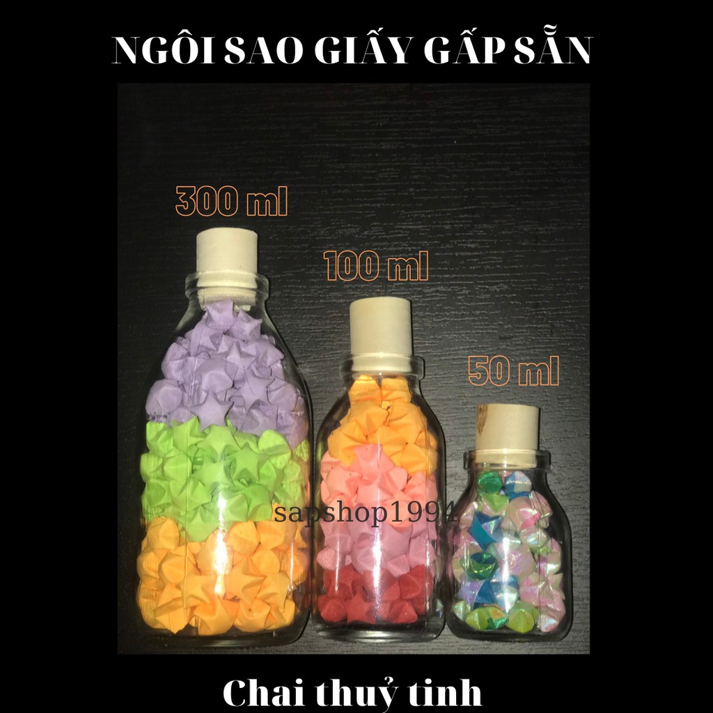 NGÔI SAO GIẤY CHAI THUỶ TINH 1000ml gấp sẵn