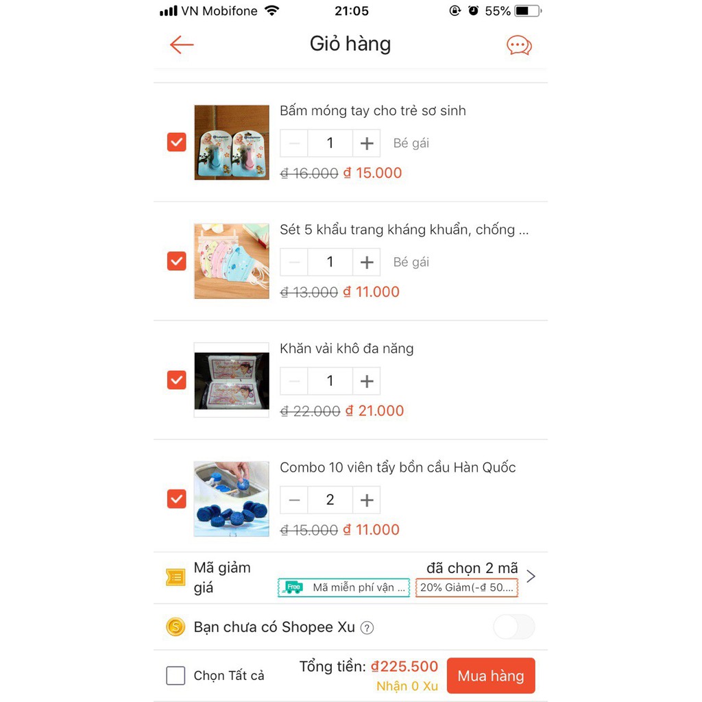 Combo đồ sơ sinh của Thuy Hoa
