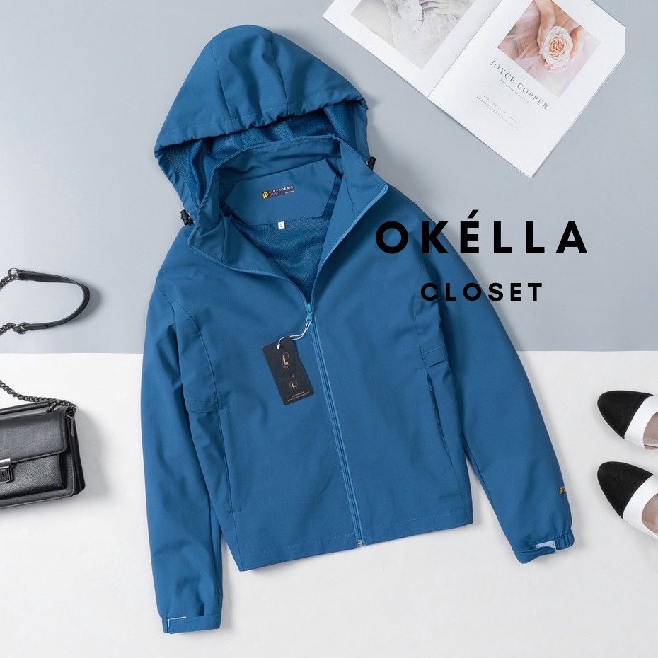 Áo khoác gió nữ 2 lớp dày dặn mẫu mới 2022, áo khoác nữ loại 1 tráng bạc chống nắng, chống nước,chống gió Okélla