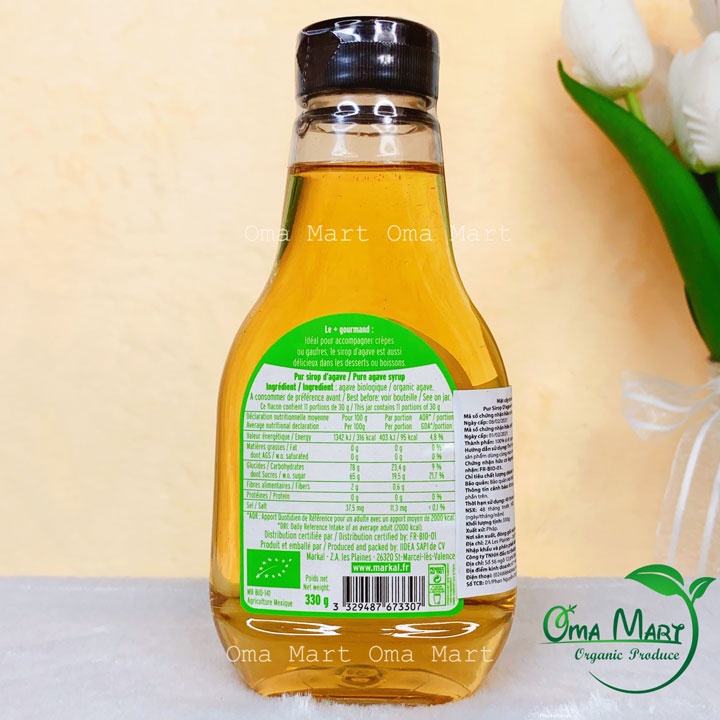 Mật cây thùa si rô agave hữu cơ Markal 330g