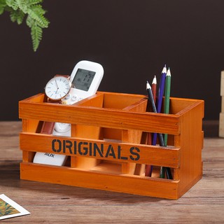 Ống Đựng Bút Bằng Gỗ Trơn Phong Cách Retro Sáng Tạo