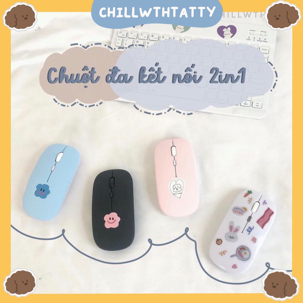 Chuột ko dây kết nối Bluetooth,Chtáo USB 2in1-Hỗ trợ kết nối Laptop/PC/tablet táo/tablet/ĐT