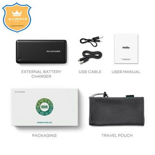 Sạc Dự Phòng RAVPower 26800mAh 27W Công Nghệ Sạc Nhanh iSmart 2.0 RP-PB41:Black- Thương hiệu USA-HÀNG CHÍNH HÃNG
