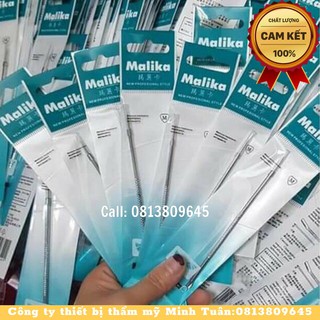 Que nặn mụn cây lấy mụn Malika bao sắc nhọn có 2 đầu chất liệu không gỉ
