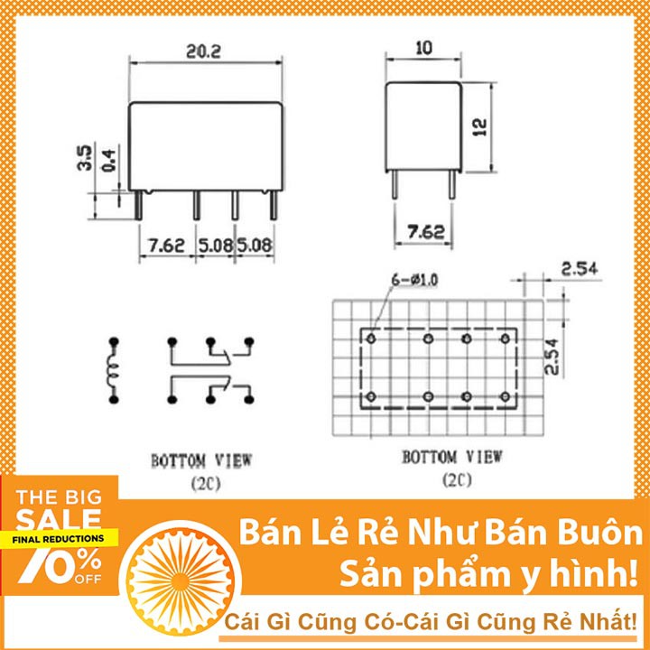 Relay HUIKE HK19F-DC12V-SHG 3A - 8 chân