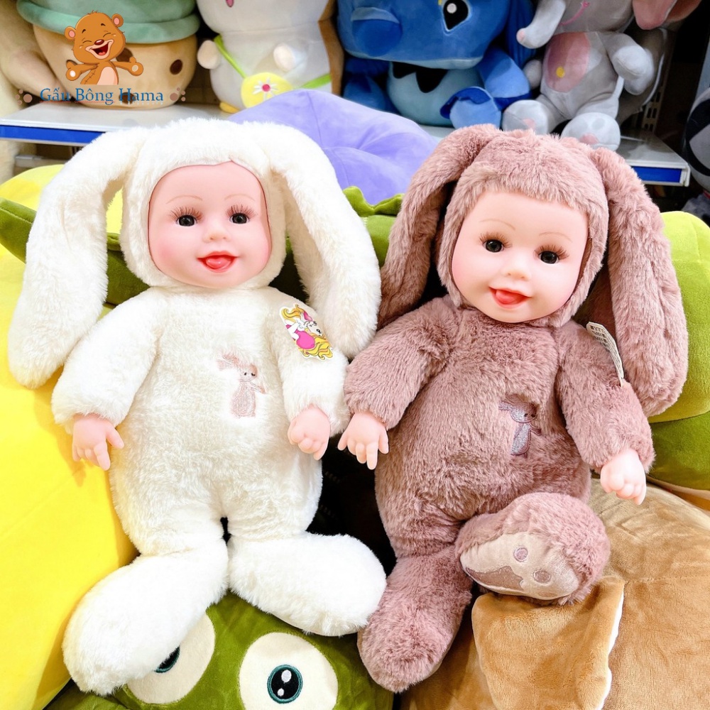 Gấu Bông Búp Bê Mặc Aó Mũ Thỏ Qùa Tặng Ý Nghĩa Dành Cho Bé Gấu Bông Hama