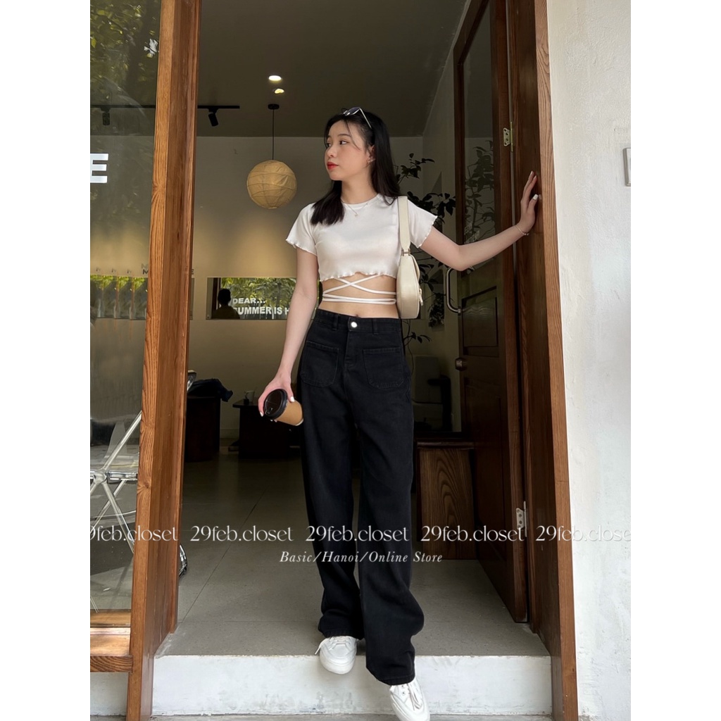 [Ảnh thật/Video] Quần jeans ống suông túi trước - 29feb.closet - Q10