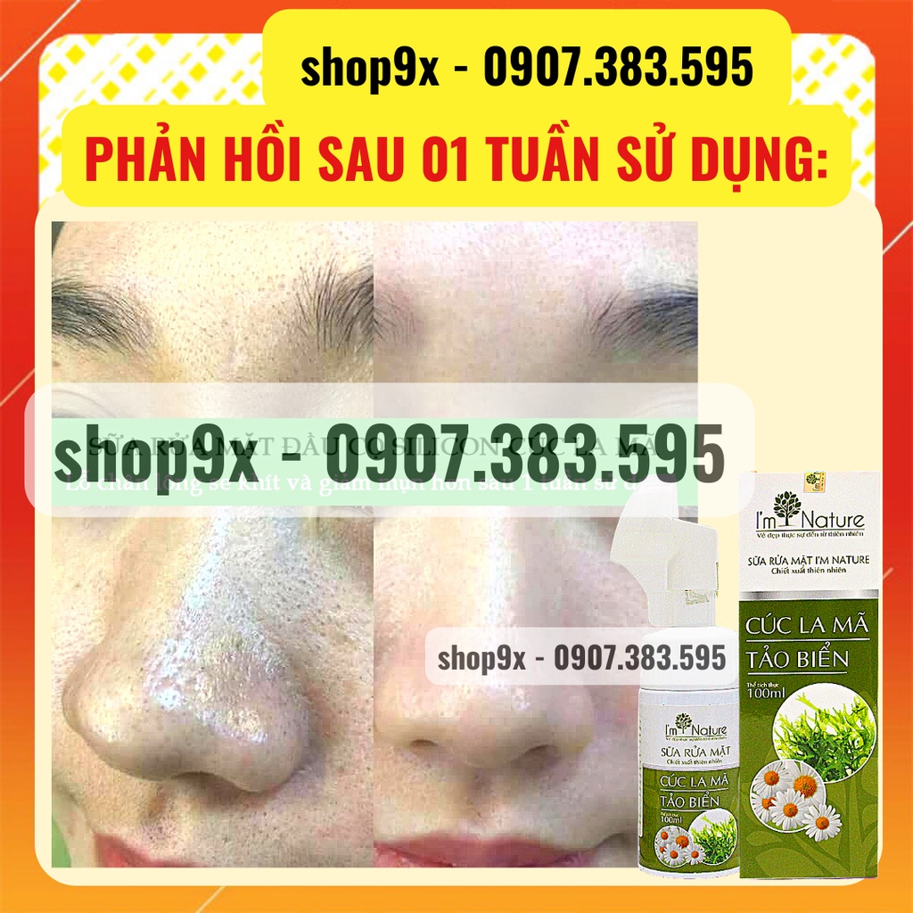 (+ Quà) Sữa Rửa Mặt I'M NATURE Cúc La Mã Tảo Biển - Đầu Cọ Silicon Giảm Mụn Sáng Da Kiềm Dầu