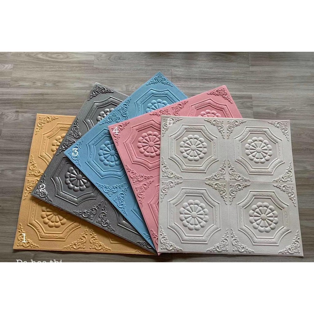 Free Ship - Xốp Dán Tường 3D Loại 4 Hoa Thị Trắng Dày 5ly kích thước 70x70cm