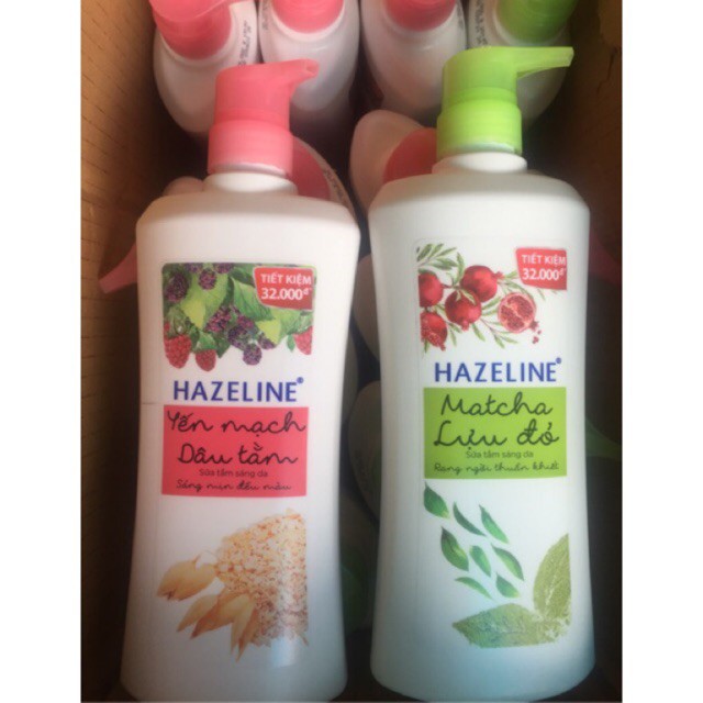 Sữa tắm Hazeline 670g matcha lựu đỏ/ cam cherry/ yến mạch dâu tằm