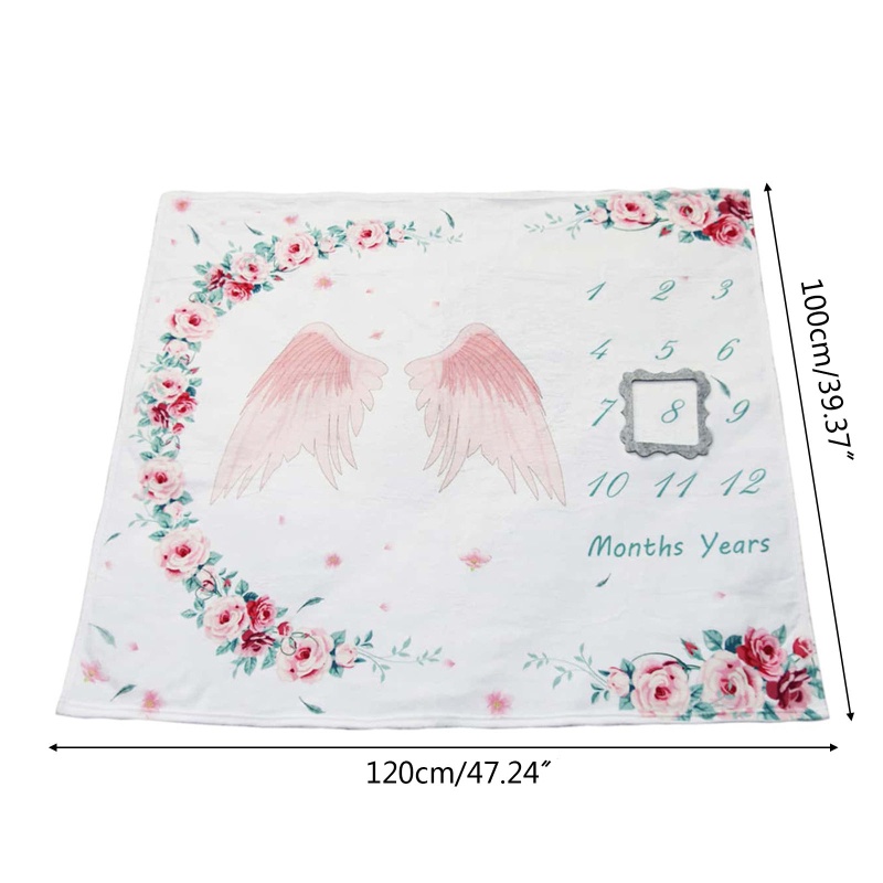 Chăn Flannel Mềm Mại In Hoa Đánh Dấu Cột Mốc Phát Triển Theo Tháng Cho Bé Sơ Sinh