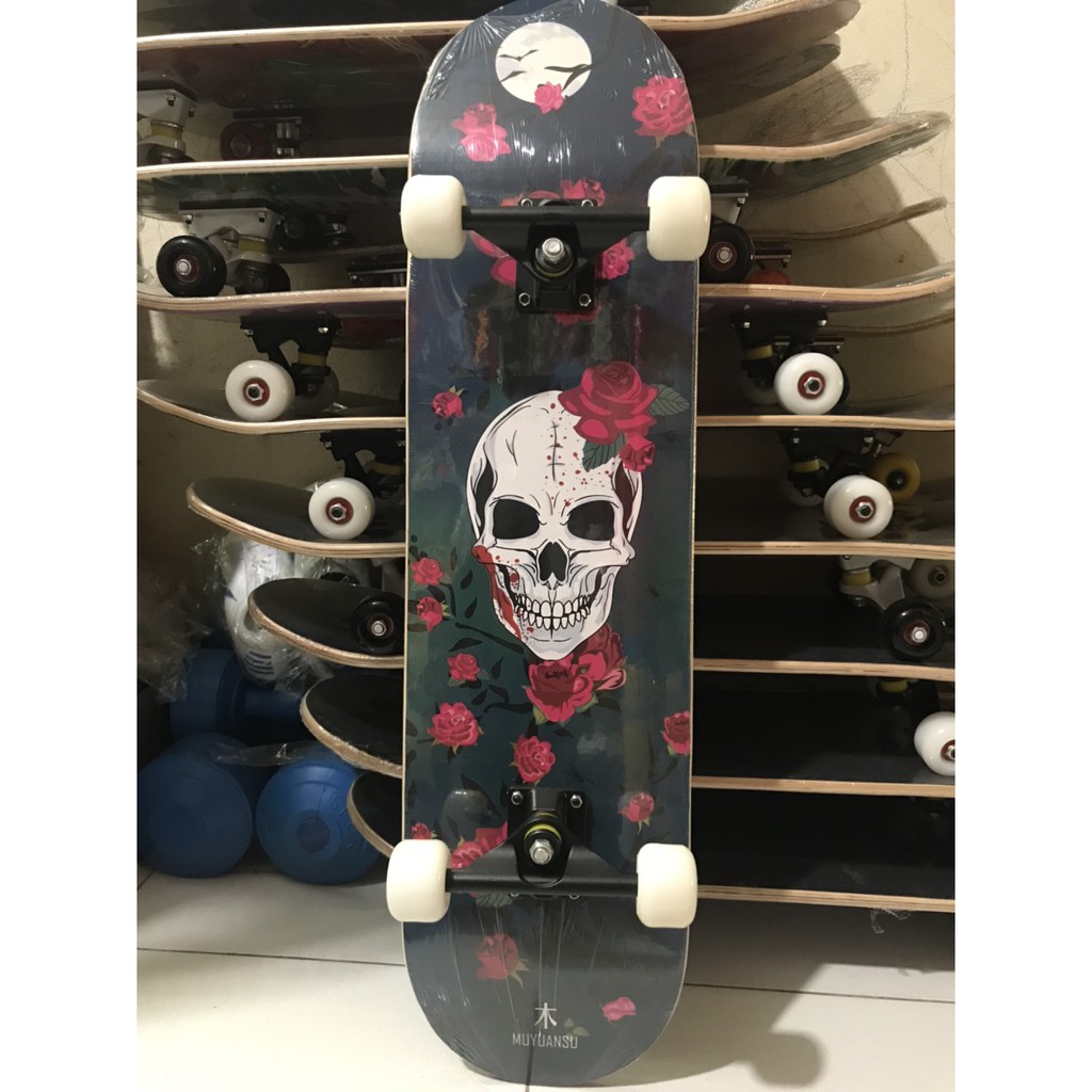 Ván trượt thể thao mặt nhám skateboard gỗ ép 7 lớp chuẩn chất lượng thi đấu, họa tiết đa dạng