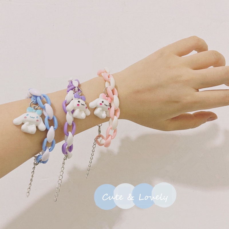 Vòng đeo tay WE FLOWER acrylic mặt hình chú cún hoạt hình cinnamoroll đáng yêu dành cho nữ