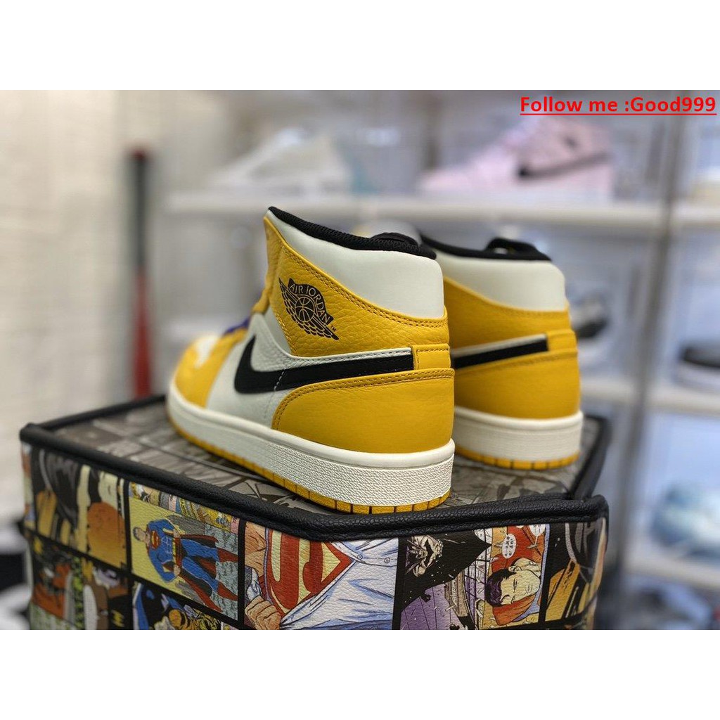 (Good999)   AIR JORDAN 1 Mid Lakers Yellow purple