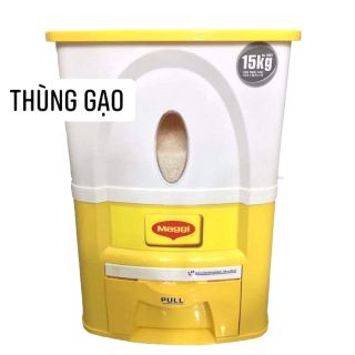 Thùng đựng gạo thông minh Duy Tân Matsu 15Kg (Vàng - Trắng) quà tặng từ Maggi. giá chỉ 150k