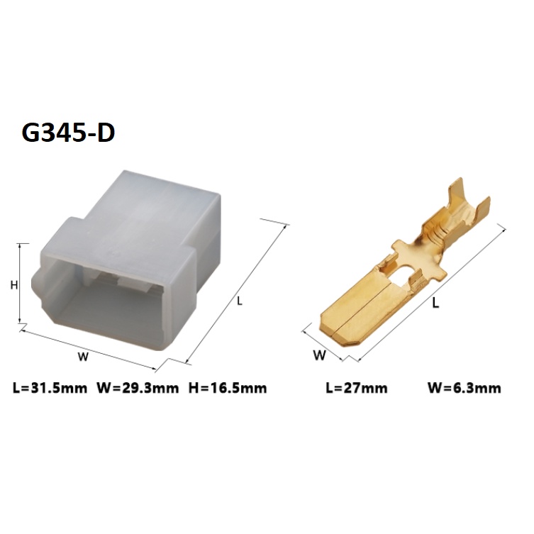 G345-Giắc cắm dây nịt cảm biến oxy 6.3mm 4 lỗ