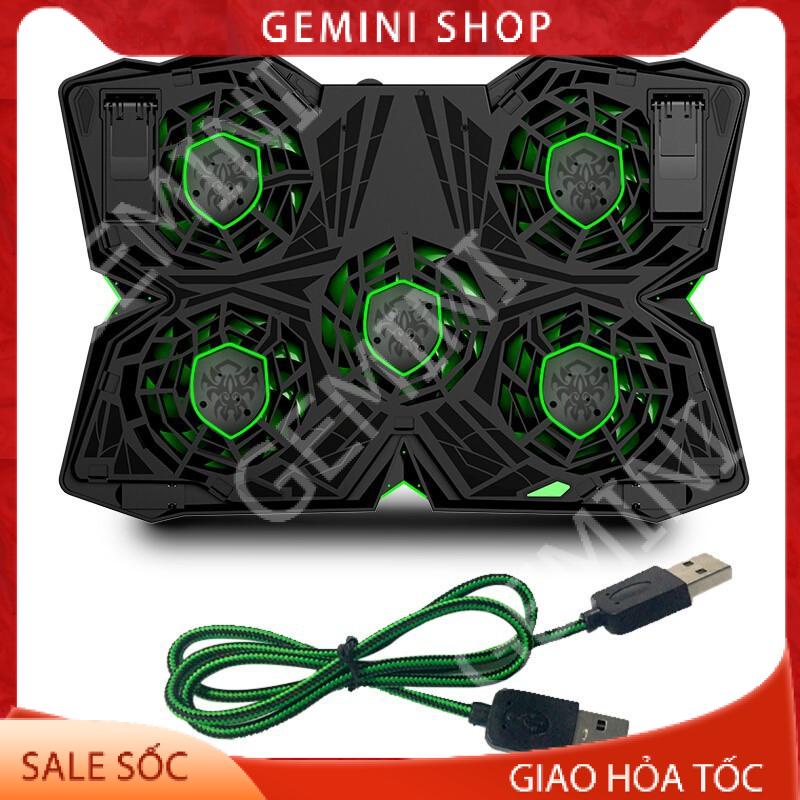 Đế tản nhiệt laptop 5 quạt quạt tản nhiệt gaming 1400RPM chống trượt làm mát nhanh COOL 2S GEMINI SHOP