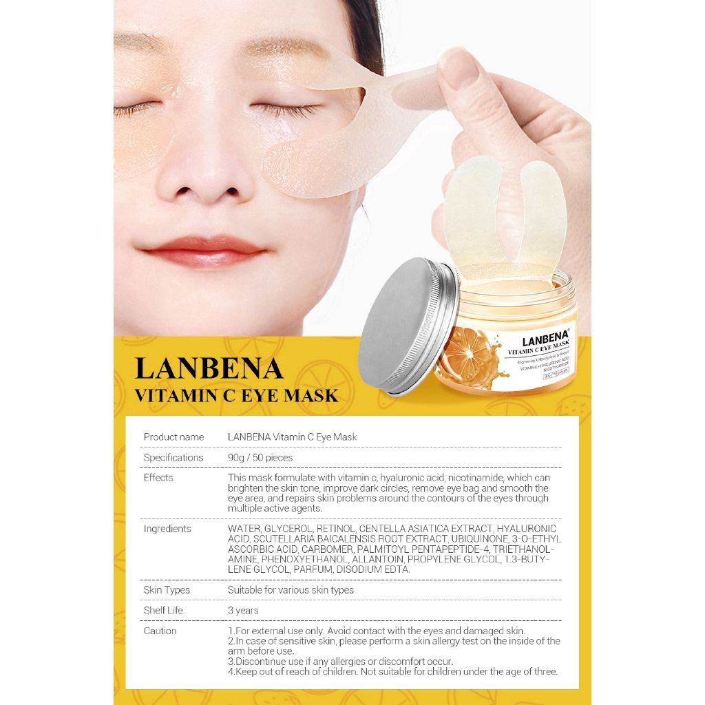 LANBENA Mặt Nạ Mắt Vitamin C Dưỡng Ẩm Chống Bọng Mắt Và Quầng Thâm Làm Săn Chắc Da 50pcs | BigBuy360 - bigbuy360.vn