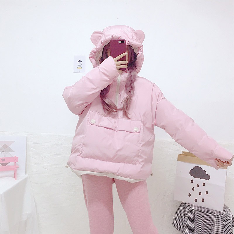 Áo phao 3 lớp tai thú phong cách Nhật cute | BigBuy360 - bigbuy360.vn