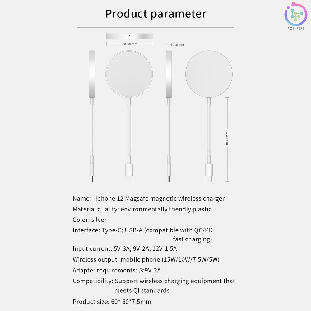 X428 Wireless Charger 15W Power Compatible with QC/PD Fast Charging Replacement for iPhone 12 Series Silver