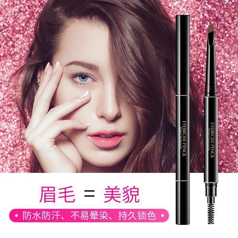 Double head eyebrow pen with triangle extrusion refill, waterproof and sweat proof, automatic rotation non halo dye band eyebrow brush | BigBuy360 - bigbuy360.vn