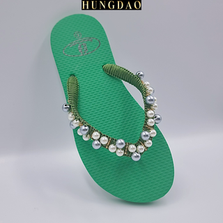 Dép sỏ ngón nữ HD đính hạt tròn trắng đẹp có đế chống trơn trượt đủ size nhiều màu