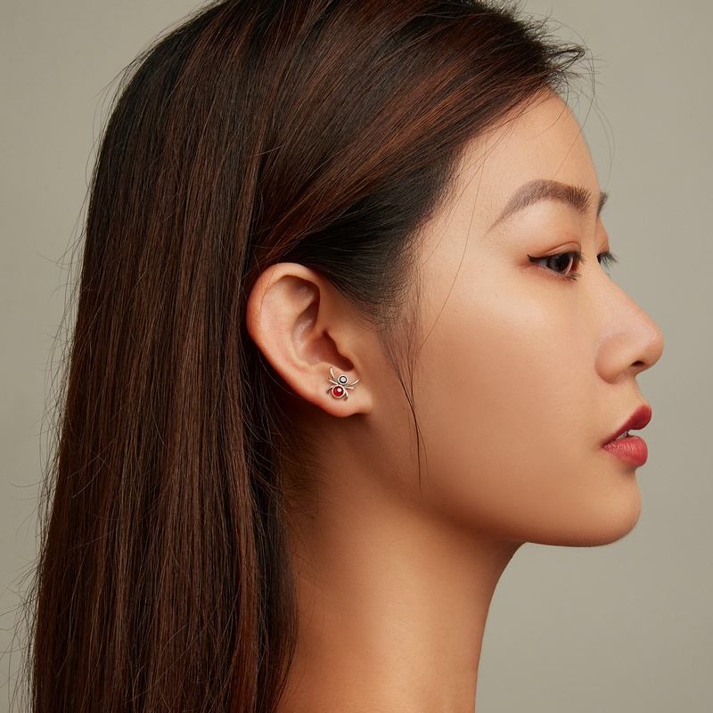 Bamoer Bông Tai Bạc 925 Dạng Kẹp Hình Nhện Và Bàn Tay Đầu Lâu Phong Cách Halloween Cho Nam Và Nữ