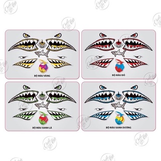 Bộ tem decal chống nước hình dán xe Hàm Răng Cá Mập NT 53