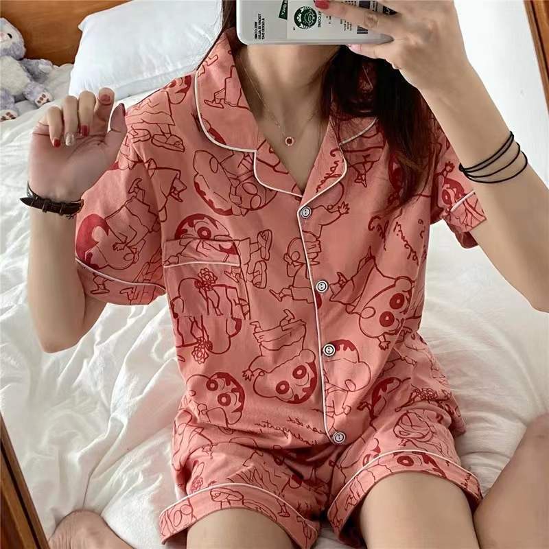 Bộ Đồ Ngủ Ngắn Tay Họa Tiết Dễ Thương Thời Trang Mùa Hè Cho Nữ La031